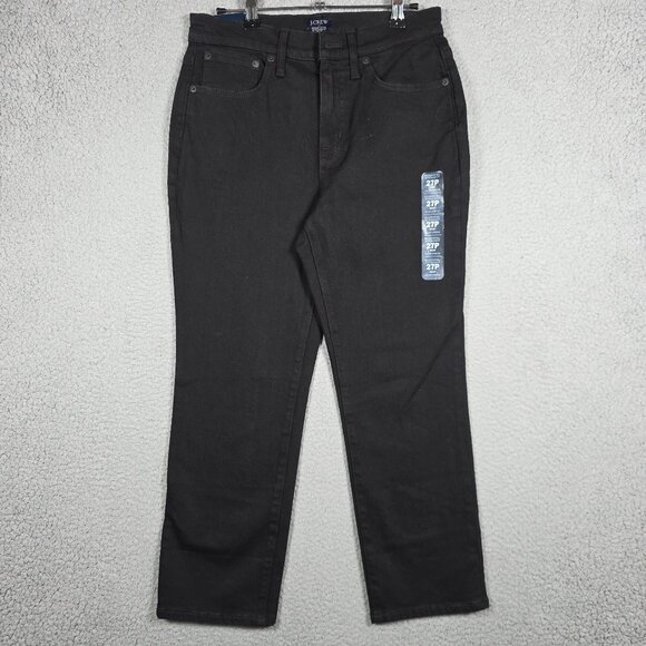 J. Crew Jeans Womens Size 27P Black Dark Wash Essential Straight Fit Stretch NWT - Picture 1 of 11